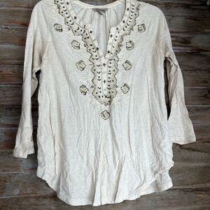 Embroidered Cream Women's Top